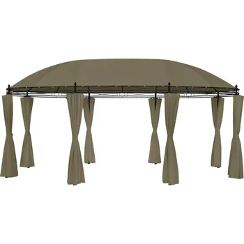 Zahradní stan Altán se závěsy 520 x 349 x 255 m taupe 180 g/m²
