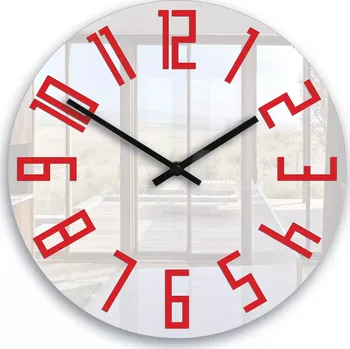 Hodiny Nástěnné hodiny Slim 32 cm bílé/červené