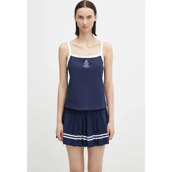 Top Sporty & Rich Crown Tennis Pique Tank, L, námořnická modř, 59X