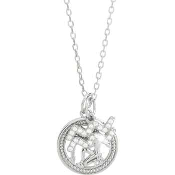 Náhrdelník JSB bijoux s.r.o. Stříbrný náhrdelník dva přívěsky znamení zvěrokruhu s Kubickými zirkony Vodnář (Stříbro 925/1000)