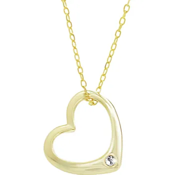 Náhrdelník JSB bijoux s.r.o. Pozlacený stříbrný náhrdelník srdce průtah s krystalem Swarovski Crystal (Stříbro 925/1000)