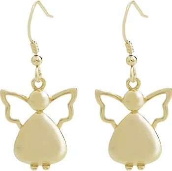 Náušnice JSB bijoux s.r.o. Pozlacené stříbrné náušnice visací baculatý andílek bez krystalů (Stříbro 925/1000)