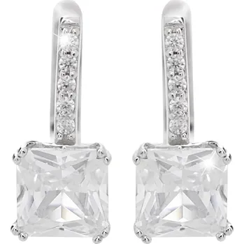 Módní doplněk JSB bijoux s.r.o. Stříbrné náušnice klapky velký čtvercový Kubický zirkon Crystal (Stříbro 925/1000)