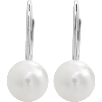 Náušnice JSB bijoux s.r.o. Stříbrné náušnice klapky s říční perlou White (Stříbro 925/1000)