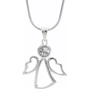 Náhrdelník JSB bijoux s.r.o. Stříbrný náhrdelník anděl s jedním krystalem Swarovski Crystal (Stříbro 925/1000)