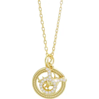 Módní doplněk JSB bijoux s.r.o. Pozlacený stříbrný náhrdelník dva přívěsky znamení zvěrokruhu s Kubickými zirkony Býk (Stříbro 925/1000)