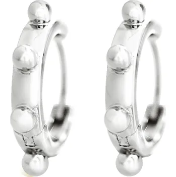 Módní doplněk JSB bijoux s.r.o. Stříbrné náušnice kreole po obvodu kuličky kovové bez krystalů (Stříbro 925/1000)