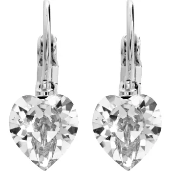 Náušnice JSB bijoux s.r.o. Náušnice klapky z bižuterní slitiny s malým krystalem tvaru srdce Swarovski Crystal