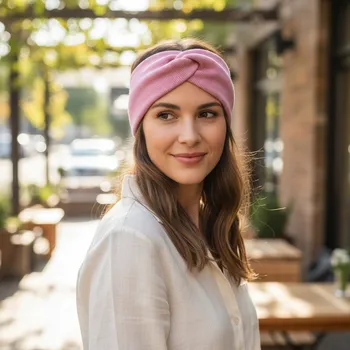 Čelenka Ebbie Bavlněná čelenka - STARORŮŽOVÁ - ŽEBROVANÁ Velikost: M