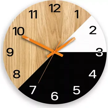 Hodiny Dřevěné nástěnné hodiny Texas 33 cm černé/oranžové