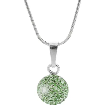 Náhrdelník JSB bijoux s.r.o. Stříbrný náhrdelník s přívěskem lentilky s krystaly Swarovski Chrysolit (Stříbro 925/1000)