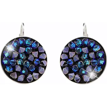 Módní doplněk JSB bijoux s.r.o. Stříbrné náušnice klapky s kulatým lůžkem a krystaly Swarovski Bermuda Blue (Stříbro 925/1000)