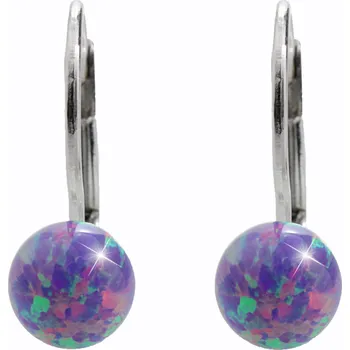 Náušnice JSB bijoux s.r.o. Stříbrné náušnice klapky opálová kulička Violet (Stříbro 925/1000)
