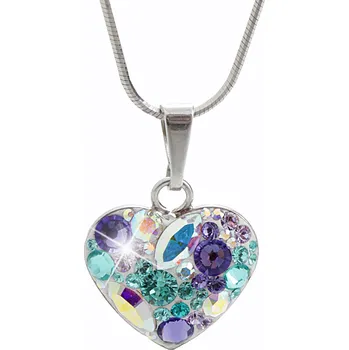 Módní doplněk JSB bijoux s.r.o. Stříbrný náhrdelník s přívěskem srdce a krystaly Swarovski Purple střední (Stříbro 925/1000)