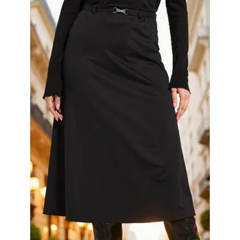 Dámská sukně Sinsay - Rozšířená midi sukně s páskem - černá - 978EY-99X - 978EY-99X-S