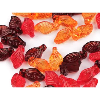 Dětské navlékací korálky Plastové korálky lístečky mix 5x10 mm oranžové 20g