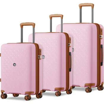 Kono 2594 Sada 3 kufrů spinner 53.5/65/76cm Růžová/Hnědá Polypropylen Rozšiřitelný