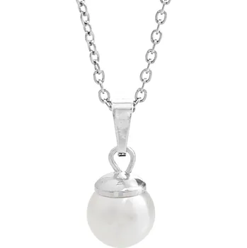 Náhrdelník JSB bijoux s.r.o. Stříbrný náhrdelník se samostatnou bílou perlou (Stříbro 925/1000)