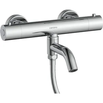 Vodovodní baterie CERANO - Vanová nástěnná baterie Selma - termostatická - otočný výtok - chrom