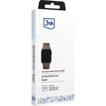 Řemínek na hodinky Hnědý silikonový řemínek pro Apple Watch 42/44/45/49 mm - 3mk Silicone Strap