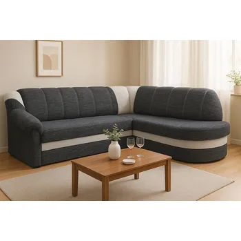 Sedací souprava Falco Rohová sedací souprava Sandra, rozkládací s úložným prostorem, pravá, černo šedá/Berlin 02/10