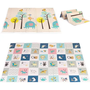 Hrací deka ECOTOYS ECOEVA022 Dětská skládací oboustranná pěnová podložka 200 x 150 cm