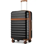 Rozšířitelný ABS+PC kufr Kono s TSA zámkem - 57L - černo hnědá KSK2484