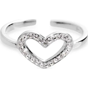 Prsten JSB bijoux s.r.o. Stříbrný prsten s obvodovým srdíčkem a krystaly Swarovski Crystal (Stříbro 925/1000)