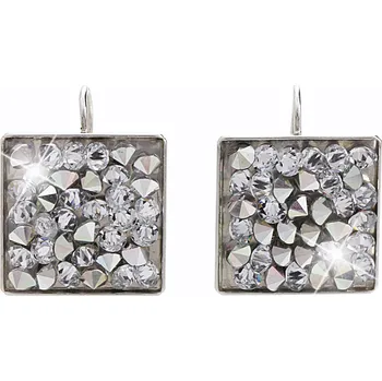 Náušnice JSB bijoux s.r.o. Stříbrné náušnice klapky s čtvercovým lůžkem s krystaly Swarovski Crystal (Stříbro 925/1000)