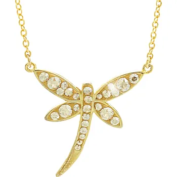 Módní doplněk JSB bijoux s.r.o. Stříbrný pozlacený náhrdelník s přívěskem vážky osázený krystaly Swarovski Golden (Stříbro 925/1000)