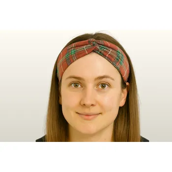 Čelenka BOHO čelenka kroucená - červená ve skotském stylu