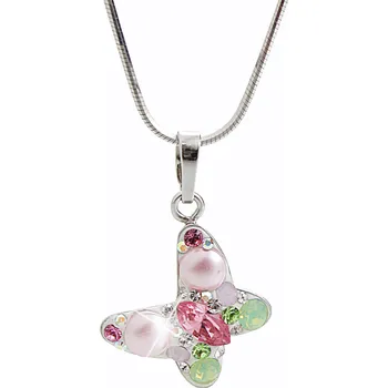Náhrdelník JSB bijoux s.r.o. Stříbrný náhrdelník s přívěskem motýla a krystaly Swarovski Multi střední (Stříbro 925/1000)