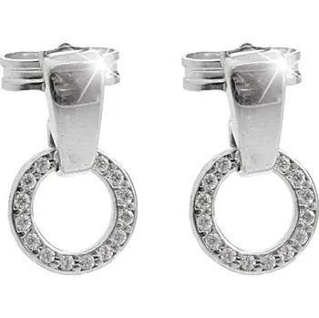 Módní doplněk JSB bijoux s.r.o. Stříbrné náušnice puzety kroužek v kovovém oválku a krystaly Swarovski Crystal (Stříbro 925/1000)