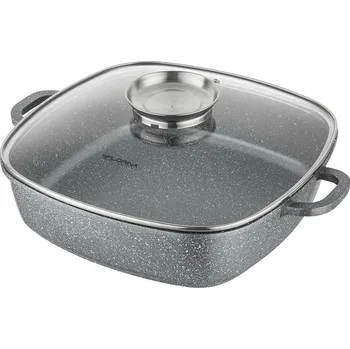 Hrnec Florina Hliníkový pekáč s aroma poklicí Lava 3,5 l, 28 × 28 × 7,5 cm, šedá