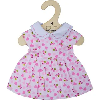 Doplněk pro panenku Bigjigs Toys Růžové šaty se srdíčky pro panenku 34 cm