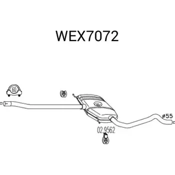 Střední díl výfuku QWP Střední tlumič výfuku QWP WEX7072