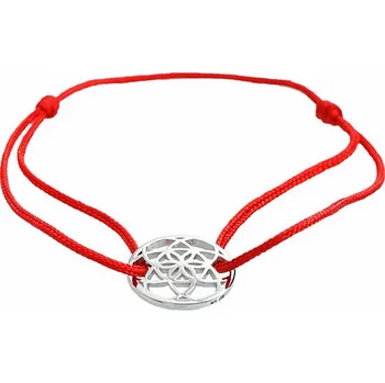 Náramek JSB bijoux s.r.o. Šňůrkový náramek se stříbrným přívěskem mandaly bez krystalů red (Stříbro 925/1000)