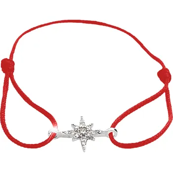 Náramek JSB bijoux s.r.o. Šňůrkový náramek se stříbrným přívěskem hvězdy a krystaly Swarovski Crystal red (Stříbro 925/1000)
