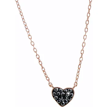 Náhrdelník JSB bijoux s.r.o. Růžově zlatý stříbrný náhrdelník malé srdíčko s krystaly Swarovski Hematit (Stříbro 925/1000)