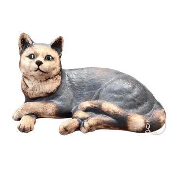 Zahradní dekorace kočka domácí | hnědá keramická