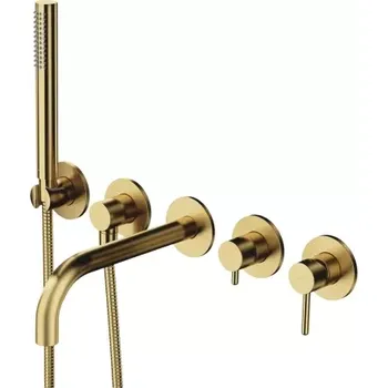 Vodovodní baterie OMNIRES - 5-otvorová vanová baterie pro podomítkovou instalaci, kartáčovaná mosaz BSB Y1237-1BSB 1385409