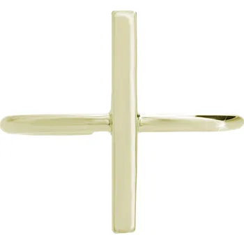 Módní doplněk JSB bijoux s.r.o. Pozlacený stříbrný prsten jednoduchý kovový kříž bez krystalů (Stříbro 925/1000)