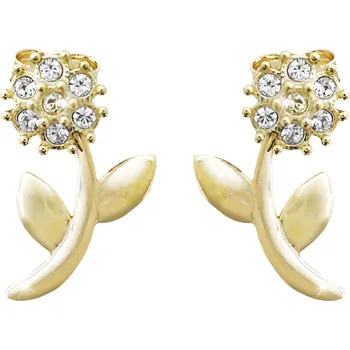 Módní doplněk JSB bijoux s.r.o. Pozlacené stříbrné náušnice puzety kytka se žlutým středem a s krystaly Swarovski Crystal (Stříbro 925/1000)