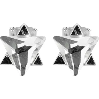 Módní doplněk JSB bijoux s.r.o. Náušnice puzety z bižuterní slitiny dva trojúhelníky ve tvaru hvězdy s krystalem Swarovski Crystal
