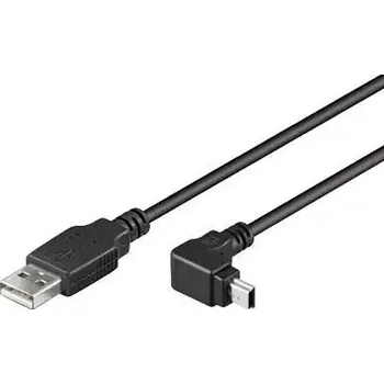 USB hub MicroConnect kabel USB2.0 A (M) - miniUSB B (M) zahnutý 90° 2m černá (USBAMB52A)