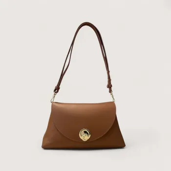 Kabelka COCCINELLE NIKLA KOŽENÁ KABELKA COGNAC/NOIR SS26