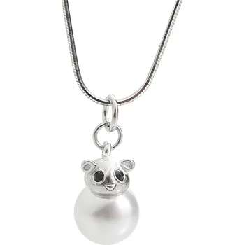 Náhrdelník JSB bijoux s.r.o. Stříbrný náhrdelník s přívěskem ve tvaru kočky ozdobený bílou perlou (Stříbro 925/1000)