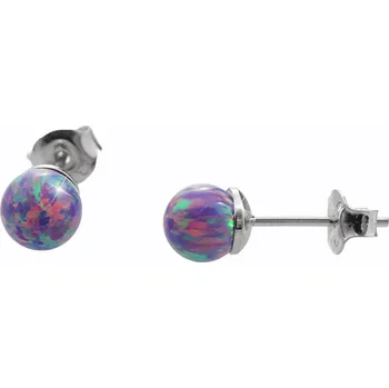 Náušnice JSB bijoux s.r.o. Stříbrné náušnice puzety opálová kulička Violet (Stříbro 925/1000)