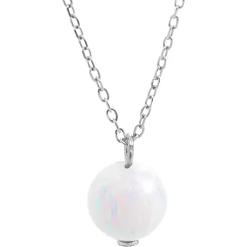 Náhrdelník JSB bijoux s.r.o. Stříbrný náhrdelník se samostatnou bílou ketlovanou opálovou kuličkou (Stříbro 925/1000)