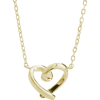 Náhrdelník JSB bijoux s.r.o. Pozlacený stříbrný náhrdelník mini překřížené srdce kovové bez krystalů (Stříbro 925/1000)